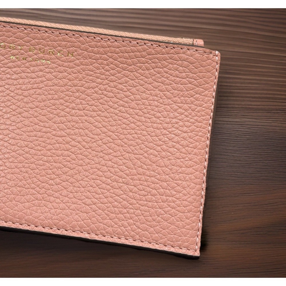 Tory Burch Women's Pink Pebbled Thea Flat Wallet Preppy Chic 7in X 4in - Picture 3 of 7